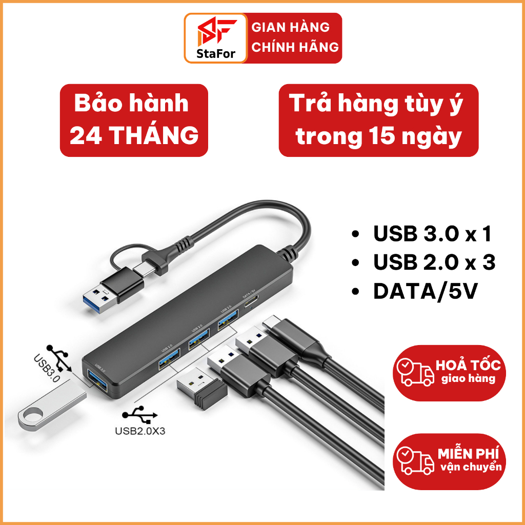 Hub USB và Hub Type C tốc độ cao tăng cổng USB OTG, mở rộng kết nối chuyển đổi cho Laptop, PC, Máy tính bảng, điện thoại | BigBuy360 - bigbuy360.vn