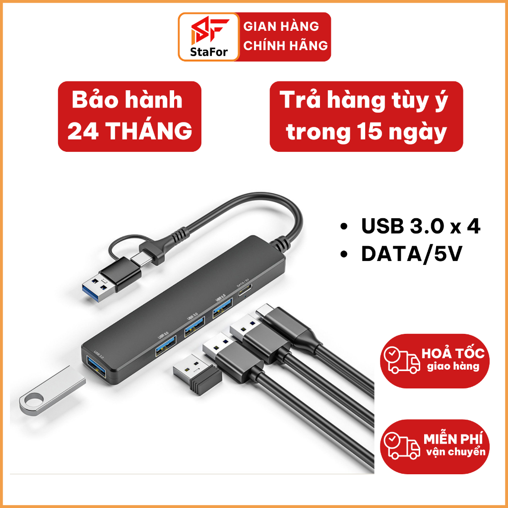 Hub USB và Hub Type C tốc độ cao tăng cổng USB OTG, mở rộng kết nối chuyển đổi cho Laptop, PC, Máy tính bảng, điện thoại | BigBuy360 - bigbuy360.vn