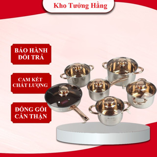 Bộ Nồi Inox Đức 6 Món 5 Đáy, Bộ Nồi Inox 304 Cao Cấp Tay Cách Nhiệt Không Gỉ Dành Cho Mọi Loại Bếp, Bộ Nồi Nấu ăn