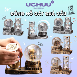 Đồng Hồ Cát Kèm Quả Cầu Pha Lê UCHUU Phát Sáng, Mô Hình Tháp Retro Trang Trí Bàn, Quà Tặng Sinh Nhật