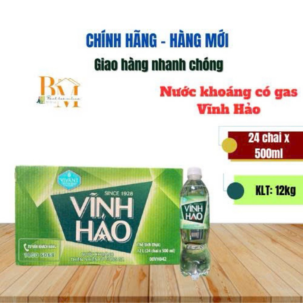 Thùng 24 Chai Nước Khoáng Có Ga Vĩnh Hảo 500ml