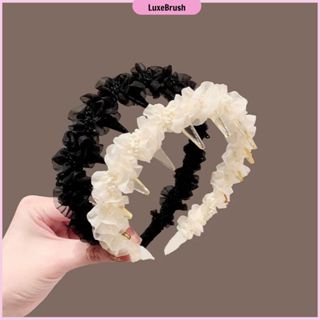 Bờm Cài Tóc Xếp Ly Đính Đá, Cài Tóc Có Răng Chống Trơn Trượt, Băng Đô, Phụ Kiện Tóc Phong Cách Hàn Quốc, LuxeBrush