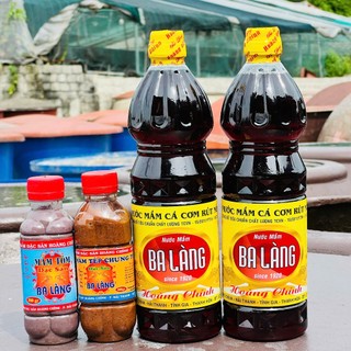 Combo 2 Chai Nước Mắm Cốt Cá Cơm 40N 1L + Tặng Mắm Tôm 100g & Mắm Tép 100g | Ba Làng