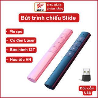 Bút Trình Chiếu Slide Thuyết Trình có đèn Laser Pin sạc tầm hoạt động 100M, Chiếu Slide Điều khiển 2 Màn Hình.