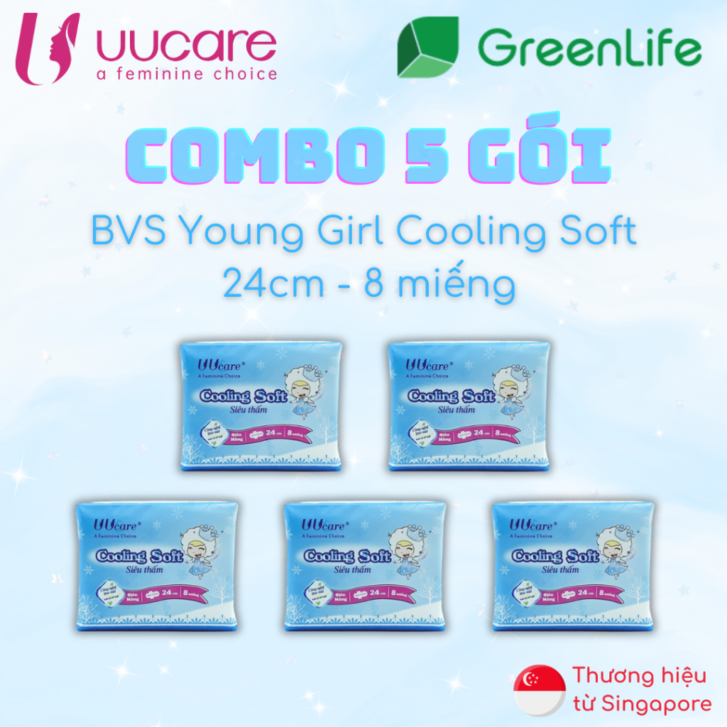 Băng vệ sinh UUcare Young Girl Cooling Soft ban ngày 24cm 8 Miếng/Gói