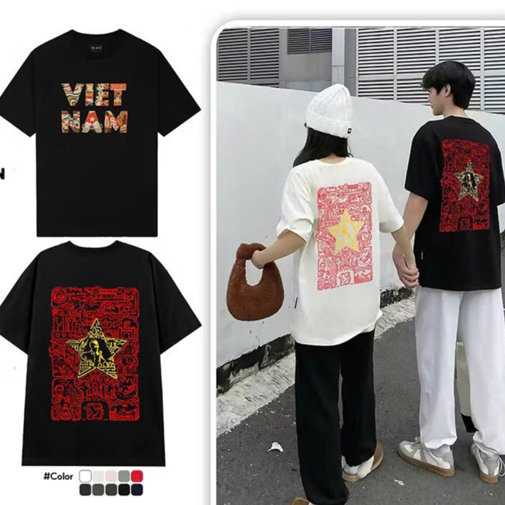 Áo THUN Unisex In Hình Việt Nam ngôi sao – Tự Hào Dân Tộc Vải Cotton Cao Cấp Thoáng Mát ut