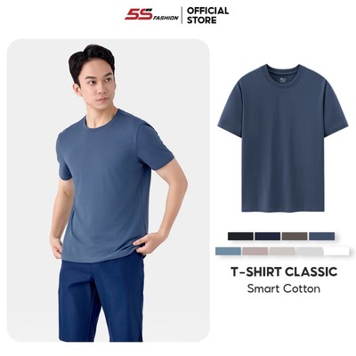 Áo Phông Nam Mùa Hè 5S Fashion (9 Màu) Chất Cotton Thấm Hút, Thiết Kế Trơn Basic Dễ Mặc 01-ATS25045