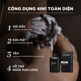 Giftbox Combo 3 BERLIN WALL - Sữa tắm gội nam và Dầu gội nam và Sữa rửa mặt nam SIRMEN