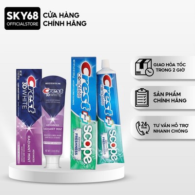 [NHẬP KHẨU MỸ] Kem Đánh trắng răng Crest 93/107/153g (hộp đơn/hộp đôi)