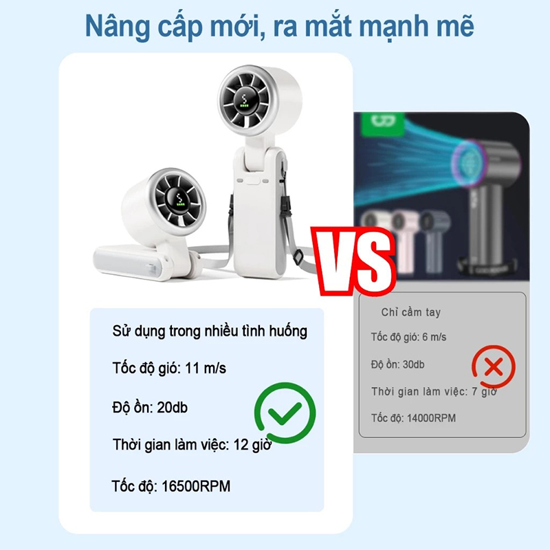 ⚡Quạt cầm tay⚡5 cấp độ có thể điều chỉnh siêu năng lượng gió quạt tích điện mini Ba màu quạt mini | BigBuy360 - bigbuy360.vn