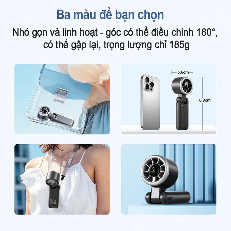 ⚡Quạt cầm tay⚡5 cấp độ có thể điều chỉnh siêu năng lượng gió quạt tích điện mini Ba màu quạt mini | BigBuy360 - bigbuy360.vn