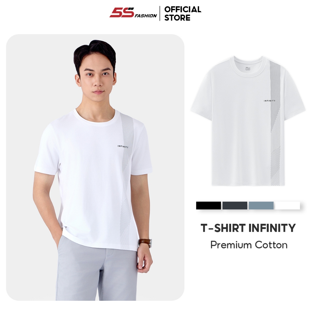 Áo Thun Nam Ngắn Tay 5S FASHION Chất Cotton Thoáng Mát, Thiết Kế In Họa Tiết Sọc ATS25006