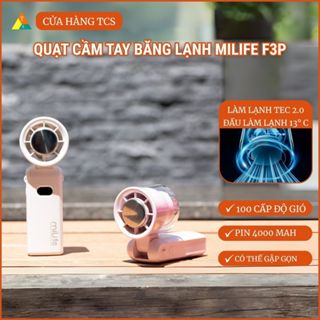 Quạt cầm tay tích điện miLife F3P có sò lạnh 13 độ, có dây đeo cổ