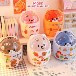 Thùng Rác Mini Xọt Đựng Rác Mini Nắp Lật Hình Gấu Để Bàn Dễ Thương Cute