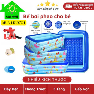 Bể bơi cho bé chính hãng KAW dày dặn, bền đẹp, đáy chống trượt -Tặng Keo Vá và Rùa 0đ - Lỗi 1 đổi 1