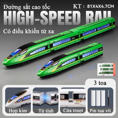 Đồ chơi mô hình tàu cao tốc điều khiển từ xa bằng hợp kim có nhạc và đèn dài 82 cm gồm 3 toa
