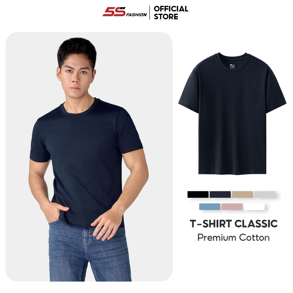Áo Thun Nam Ngắn Tay 5S FASHION Cotton Thấm Hút, Thoáng Mát, Trơn Dễ Mặc Phom Slimfit ATS25058