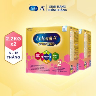 Bộ 2 lon Sữa Bột Enfamil A+ Neuropro 2 - FL HMO Vị Nhạt Dễ Uống – 2.2kg
