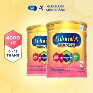 Bộ 2 lon Sữa Bột Enfamil A+ Neuropro 2 - FL HMO Vị Nhạt Dễ Uống – 400g