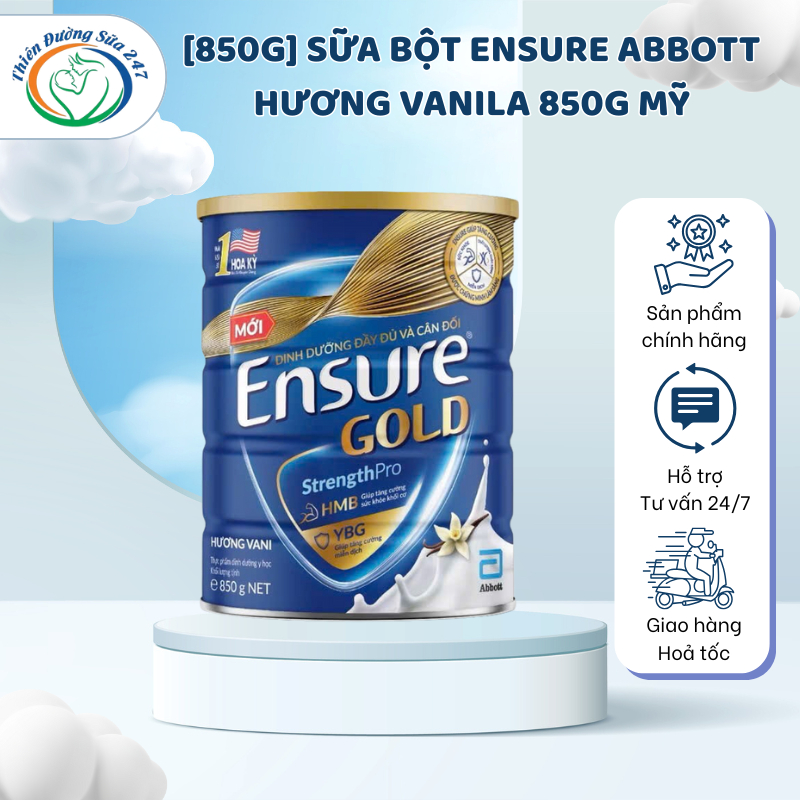 [850g] Sữa bột ensure abbott hương vanila 850g Mỹ