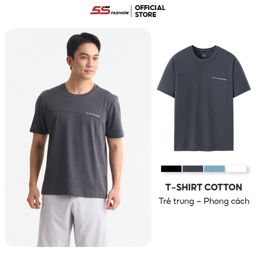 Áo Thun Nam Cotton 5S FASHION Chất Mát, Thoáng Khí, Thiết Kế Can Cắt Phong Cách ATS25051