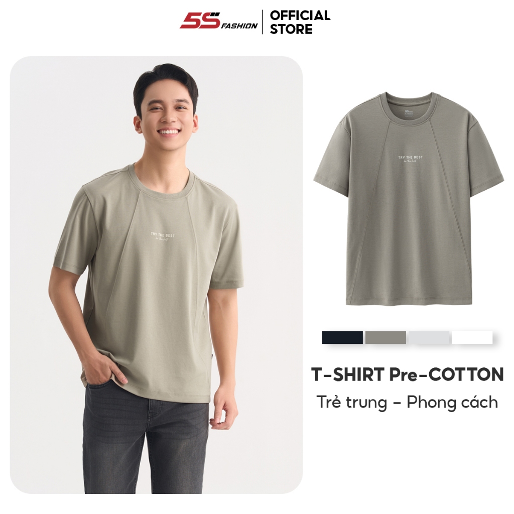 Áo Thun Nam Ngắn Tay 5S FASHION Chất Cotton Thoáng Mát, Thiết Kế Trẻ Trung, Phom Casual ATS25025