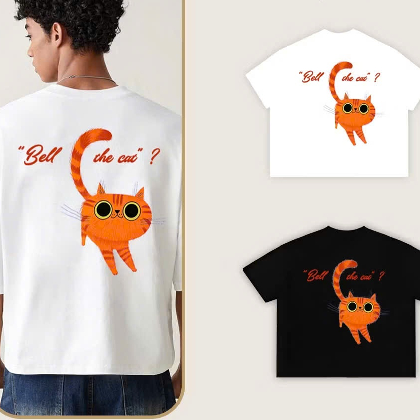 Áo Thun  THE CAT- Tay ngắn "Basic" Unisex Nam Nữ Cổ Tròn CHất cotton su thoáng mát ut
