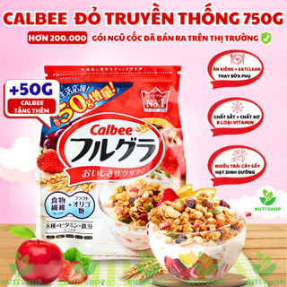  Ngũ cốc Calbee Đỏ Ăn Kiêng Giảm Cân Nhật Bản Mix Sữa Chua Trái Cây Granola Ăn Sáng 750G 