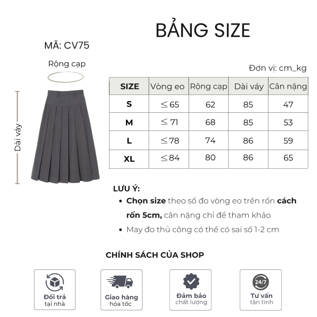 Chân váy xếp ly dáng dài Mely Fashion midi cạp cao chiết eo che bụng tôn dáng mặc được 2 mặt dễ phối đồ có bigsize CV75 | BigBuy360 - bigbuy360.vn