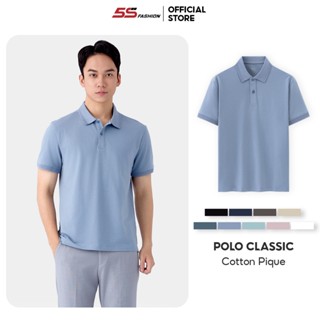 Áo Polo Nam PIQUE 5S FASHION Mùa Hè, Mềm Mát, Trơn Basic Bo Dệt Hiệu Ứng Lịch Lãm (APC25030)