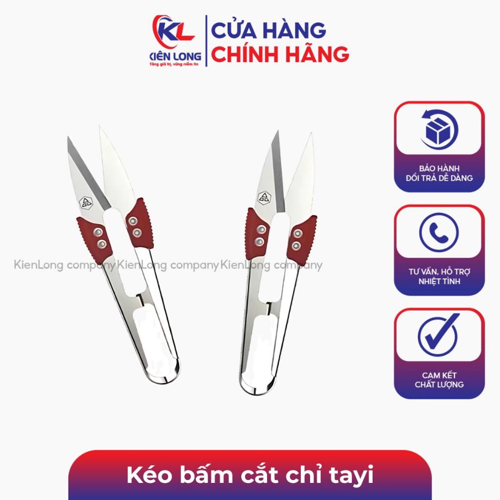 Kéo bấm cắt chỉ tay cầm nhựa đỏ PIN 1433A loại thép không gỉ, kéo bấm sắc bén, tiện lợi  (2 cái ,5 cái)