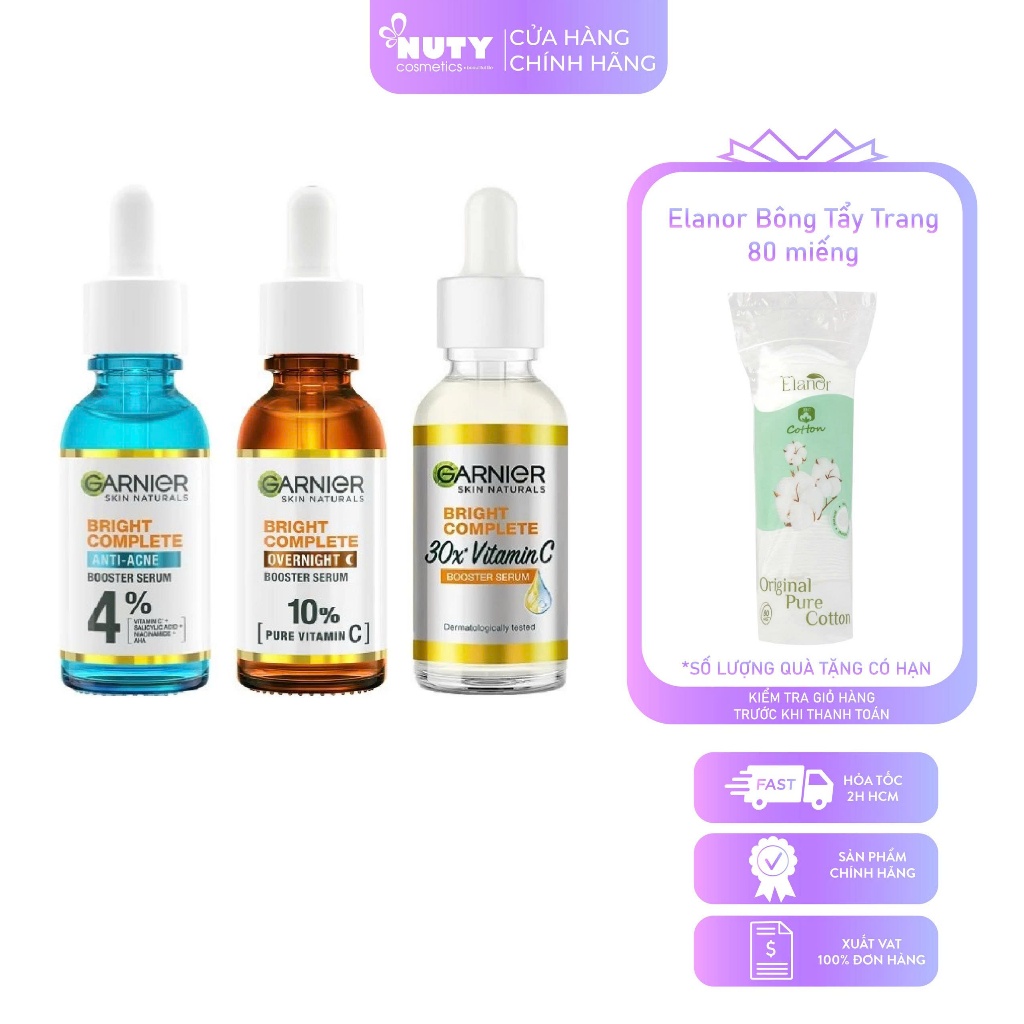 Tinh Chất Dưỡng Sáng Da, Mờ Thâm Garnier Skin Naturals Bright Complete Anti-Acne Booster Serum