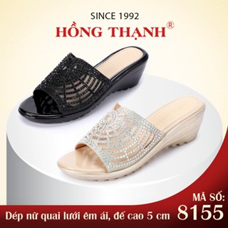 Dép Trung Niên Nữ HỒNG THẠNH Quai Lưới Đế PU Nhẹ Êm Cao 5cm Thanh Lịch - 8155