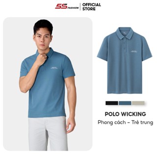 Áo Polo Nam Ngắn Tay 5S FASHION Vải Dệt Hiệu Ứng Thoáng Khí, Thiết Kế In Chữ Trẻ Trung APC25012