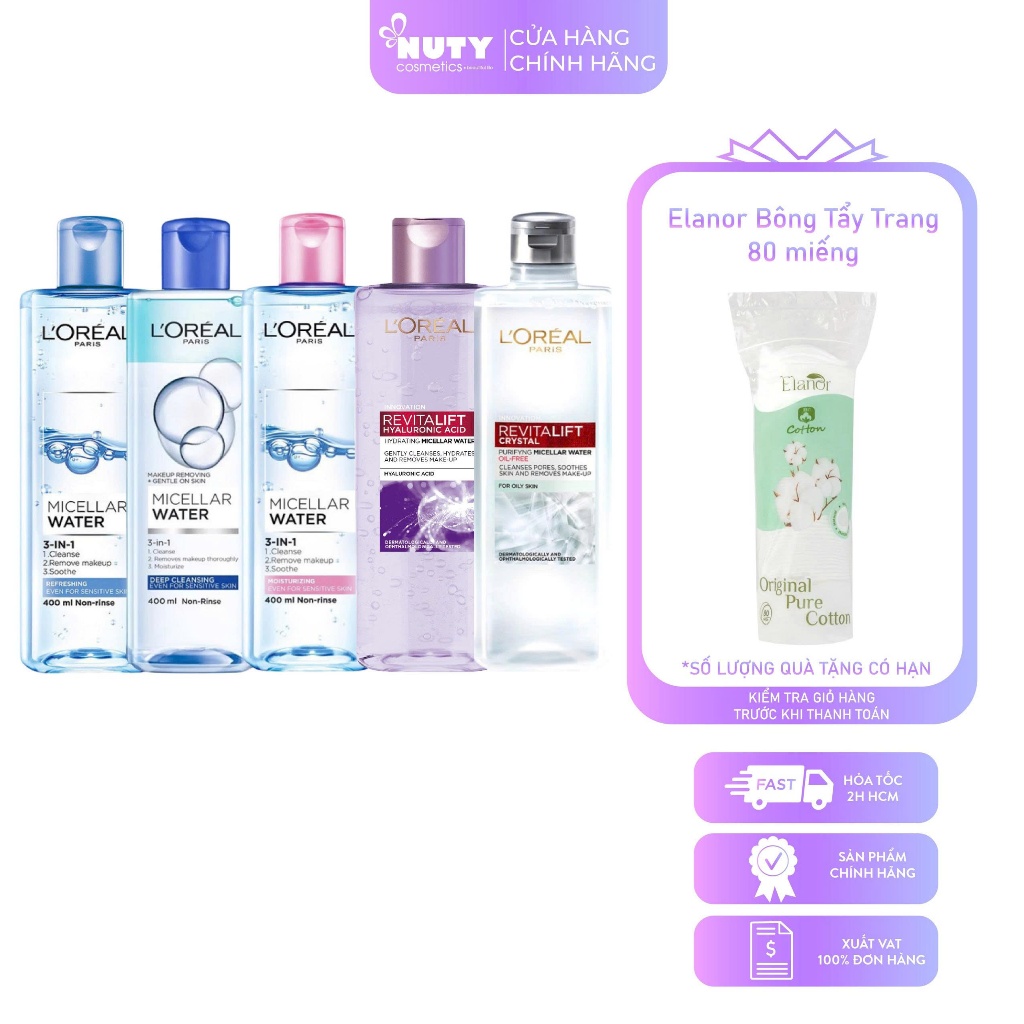 Nước Tẩy Trang L’Oreal Micellar Water 3-in-1 (400ml)