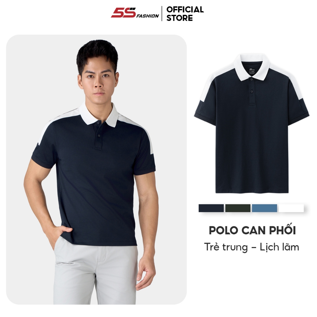 Áo Polo Nam 5S FASHION Chất Liệu Cao Cấp, Thoáng Khí, Thiết Kế Can Phối Phom Slimfit APC25026