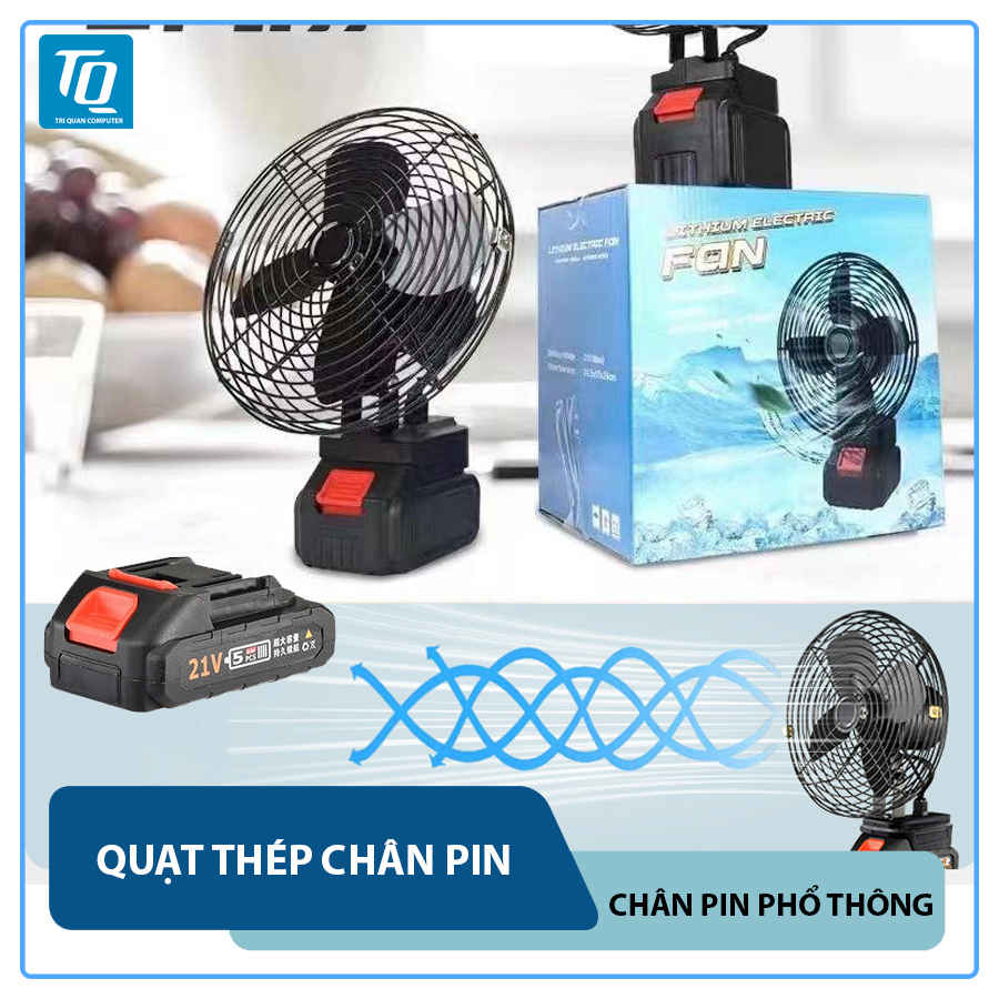 Quạt chạy pin Makita 8 inch, quạt có 2 cấp độ gió, dùng pin makita 5-15cell siêu bền, sử dụng chân p