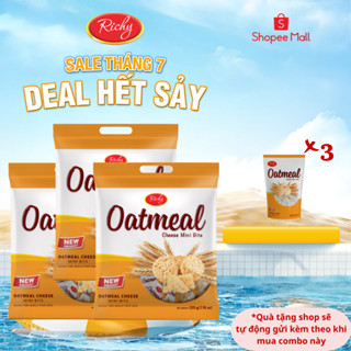 [MUA 3 TẶNG 3] Combo 3 túi bánh yến mạch Oatmeal Richy túi to 220g-250g tặng thêm 3 túi bánh yến mạch mini bite 35-40g