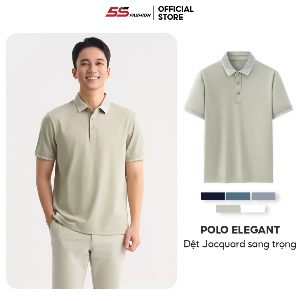 Áo Polo Nam 5S FASHION Chất Liệu Thấm Hút, Mát, Thiết Kế Dệt Jacquard Phom Regular APC25023