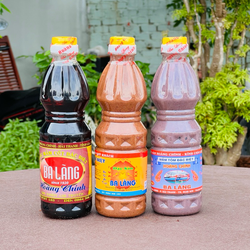 COMBO 3 chai 500ml: nước mắm cốt 42N + mắm tôm + mắm tép chưng thịt – Ba Làng | Hoàng Chính