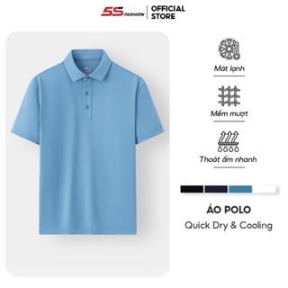 Áo Polo Nam 5S FASHION Vải Thể Thao Mát Lạnh, Thiết Kế Trơn Bề Mặt Dệt Jacquard Phom Slimfit APC25050