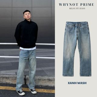 Quần Jean Nam Ống Suông Đứng Xanh Retro Vintage WN PRIME, Quần Bò Nam Nữ Form Suông Rộng Có BigSize