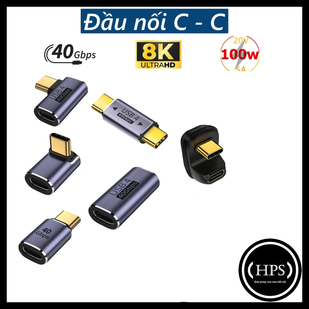 Đầu nối Type C 40Gbps nối dài cáp hỗ trợ sạc nhanh 100w/ 140W/ 240w, xuất hình 8K - HPS