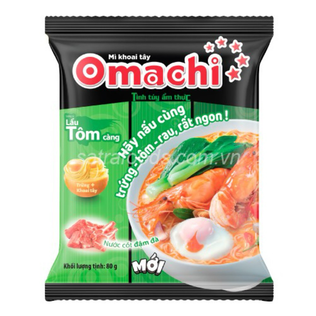 (Mẫu mới)Combo 10 gói MÌ DD KHOAI TÂY OMACHI HẢI SẢN CHUA CAY/TÔM CÀNG CHUA CAY 80G