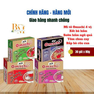 Thùng 30 Gói Mì Khoai Tây Omachi Tôm Chua Cay Thái,Xốt Bò Hầm,Lẩu Bắp Bò Rêu Cua,Sườn Hầm Ngũ Quả 80g
