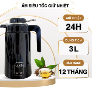 Ấm siêu tốc giữ nhiệt Sap dung tích 3L, công suất lớn 1500W sôi nhanh bảo hành 12 tháng.