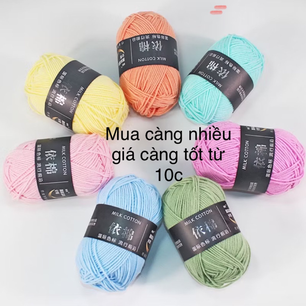 Len milk cotton MÁC ĐEN 50gram (full bảng màu)