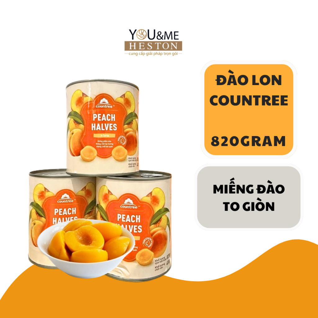 [BAO BÌ MỚI] Đào ngâm Countree - Lon 820gram