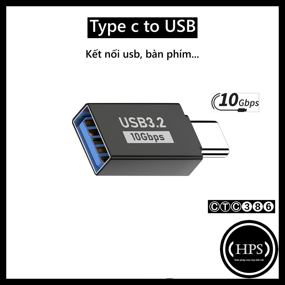 Đầu OTG Type C kết nối chuột, bàn phím, usb 10gbps hoặc tay cầm chơi game - HPS ACU386-F