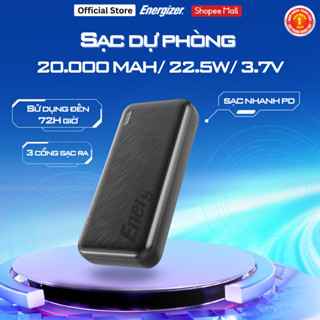Sạc dự phòng sạc nhanh PD Energizer 20000mAh/ 22.5W - Pin dự phòng 3 cổng sạc ra tiện lợi, Chính hãng, Bảo hành 1 năm